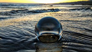 glassball, beach, water